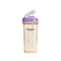 【hegen】PCTOTM 輕飲時光PPSU方圓型寬口吸管杯2.0 330ml-漾紫(奶瓶 萬用瓶 寬口 萬用杯 學飲杯)