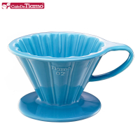 【Tiamo】V02花瓣形陶瓷咖啡濾杯組-粉藍色(HG5536BB)