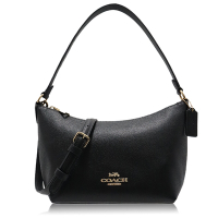 COACH 十字紋皮革 / 斜背 兩用包(小款/黑色)