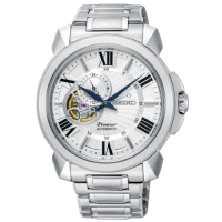 【SEIKO 精工】Premier 紳士都會小秒針機械腕錶/白面43mm(4R39-00S0S/SSA369J1)