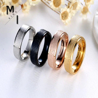 【M/I】6mm 316L stainless steel matte pearl sand ring Popular titanium couple ring anniversary ring en