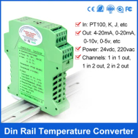 Thermocouple To 4-20mA Converter pt100/cu50/pt1000 Input Thermal Resistance Temperature Signal Isolator