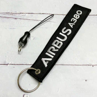 Black Embroidery Airbus A380 Phone Strap for Pilot Wrist Strap Lanyard for Keys Gym Phone Case Straps Badge Holder for Aviator