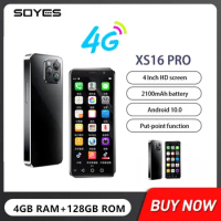 New SOYES XS16 Pro 4G Small Phone Octa-Core 4GB+128GB 4Inch Mini Smartphones Android 10 Mobile Phone 2100mAh Battery Face ID