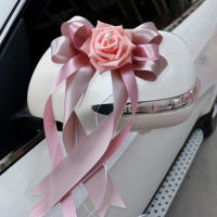 YOMDID 1Pc Door Handles Wedding Car Decoration Rearview Flower Wedding Decoration Auto Flowers Valentine's Day Xmas Supplies
