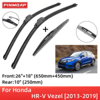 For Honda HR-V Vezel 2013-2019 Front Rear Wiper Blades Brushes Cutter Accessories J Hook 2013 2014 2015 2016 2017 2018 2019