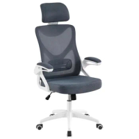 High Back Ergonomic Mesh Office Chair with Adjustable Padded Headrest, White/Gray office chair ergonomic