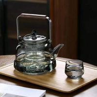 優樂悅~銅把玻璃蒸煮一體提梁壺透明小清新耐熱中式蓮花茶壺電陶爐煮茶壺手沖壺 茶壺