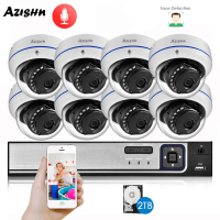 AZISHN H.265+ 8CH 5MP POE Security System NVR Kit Audio Explosion-proof 5MP IP Camera Face Detection