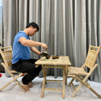Bàn ghế trúc gấp gọn 1 bàn 2 ghế. Bàn ghế xếp gọn tiện lợi khi di chuyển. Bàn Rộng 50cm, dài 70cm, c