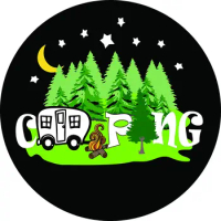 TIRE COVER CENTRAL Camping Camper Word Art Spare Tire Cover ( Custom Sized to Any Make/Model 205/75R14