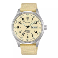 Alba Jam Tangan Pria Alba Mechanical Field Military AL4221X1 Men Beige Dial Beige Nylon Strap