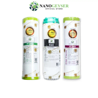 Bộ 3 lõi lọc nước 123 dùng cho các dòng máy RO, PP 5MCR, GAC, PP 1MCR Nano Geyser
