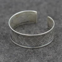 Thailand Chiang Mai Handmade Silver S925 Sterling Silver Retro Thai Silver Men And Women Open Ended Bangle