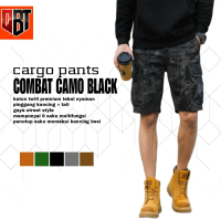 GENZ Celana Cargo Loreng Pendek Kargo Army Camo Camouflage Short Pants Hitam Unisex Twill premium No