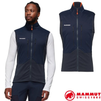 【MAMMUT 長毛象】男 Eiger Nordwand 輕量防風耐磨保暖立領開襟背心_1014-05640-5924 夜藍