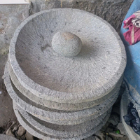 cobek jumbo 40cm lonjong asli pahatan bahan batu asli