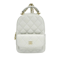 Chanel 粒紋牛皮淡金釦迷你後背包(AP3753-水泥白)
