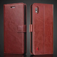 For Samsung Galaxy A10 6.2 inch SM-A105F A105FN A105G Genuine Leather Case Vintage Wallet Simple Fol