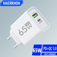 GaN 65W PD USB Type C Charger Mobile Phone Quick Charge Type C Wall Charger For iPhone Xiaomi Samsung Huawei EU/US Plug Charger