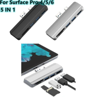 5 In 1 Dual-Port USB3.0 Micro SD SDHC SDXC SD USB Hub Dock Mini DP To HDMI Converter Adapter For Surface Pro 4/5/6
