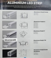 Cover Alumunium Led Strip @1meter - warna SILVER Bentuk U