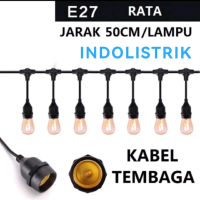 Kabel Fiting Lampu Cafe Gantung 10M 20M Dekorasi Outdoor Fitting