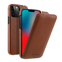 For Apple iPhone 13 Pro Max 13 Mini Phone Case Anti-knock Lichee Pattern Genuine Leather Hard Case Cover Up and down