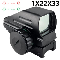 Tactical Reflex Sight 1X22X33 Red Green Dot 4 Reticle Holographic Projected Red Dot Sight Airgun Scope Hunting Accessory AK