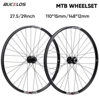BUCKLOS MTB Bike Wheelset Disc Brake Bicycle Wheels Rim Thru Axle 15*110mm 12*148mm Aluminum Alloy Mountain Bike Wheelset Rims
