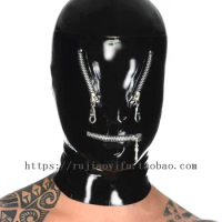 Latex hood natural all-inclusive tight smooth latex mask hood mouth zipper customization