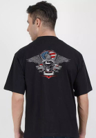 QuirkyT 超大号 American Eagle 黑色棉质短袖圆领休闲 T 恤