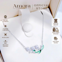 Dây Chuyền Bạc AMORA Love Cành hoa Tulip xanh lá (Tặng Hộp + Thiệp)