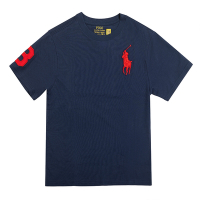 Polo Ralph Lauren RL 熱銷刺繡大馬素面短袖T恤(青年款)-深藍色