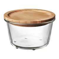IKEA 365+ 附蓋保鮮盒, 圓形 玻璃/竹, 600 毫升