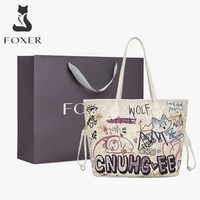 Tas Tote Besar Wanita Tas Bahu Grafiti Lucu Tas Wanita Modis dan Kreatif Putih Grafiti