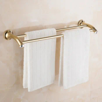 Gold Finish Stainless Steel Bathroom Accessory Double Towel Bar Towel Rail Towel Holder