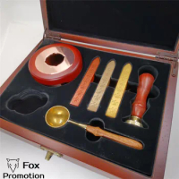 Grand customized Stamp wood handle melting pot ,Retro Sealing Wax copper Stamp in wood Box Sealing Wax league DIY gift ancient