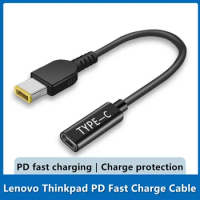 15cm 65W USB C PD Type C Female to Square Slim Tip Power Charging Cable for -Lenovo Thinkpad E440 E450 E550 E560 T430 T440S