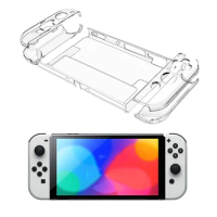 Switch OLED Case Transparent PC Protective Case for Nintendo Switch OLED Cover Case with Bracket Split Design Switch Case