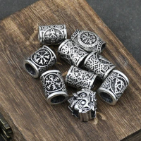 10pcs Viking Runes Bear paw Beads Charms TIWAZ TYR Sol Odal Futhark Rune Pendant for Hair Bead Bread