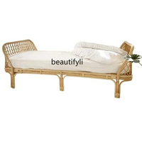Japanese-Style Rattan Single Bed 1 M 2 Small Rattan Living Room Nordic Rattan Sofa Bed