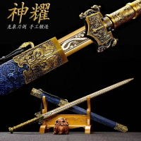 龍泉刀劍【神耀漢劍】十大名劍 古風漢劍 真劍 手工一體高猛鋼鍛打 古代漢劍 擺件收藏送禮 寶劍 漢劍 長劍 秦劍 未開刃