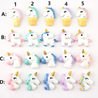 8Pieces Slime Charms With Colorful Unicorn Resin Flatback of Slime Beads for Ornament Scrapbook DIY Crafts