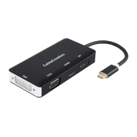 4 in 1 USB-C Type C to HDMI 4K + DP 4K + DVI + VGA Adapter, Thunderbolt 3 Compatible, Male to Female, DP Alt Mode,