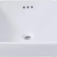 Square 16.5-inch Drop-in Bathroom Vessel Sink Semi-recessed Vanity Counter Basin,White