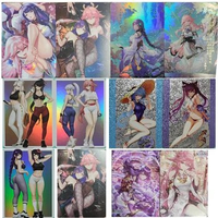 Anime Goddess Story Genshin Project Yae Miko Beelzebul Ganyu Keqing New Colorful Flash Collection Cards Christmas Birthday Gifts