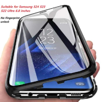 Double Sided Magnetic Metal Glass Cover Case For Samsung Galaxy S24 S23 S22 Note20Ultra A23 A24 S20FE A14 A53 A13 S23FE Case