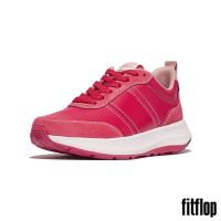 【FitFlop】F-MODE 異材質撞色皮革厚底休閒鞋-女(都會白/野生覆盆莓色)