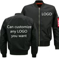 Men's Jacket Outdoor Waterproof Oversized Flight Jacket Can customize any Logo Print Casual Windbreaker thicken Jacket Man
